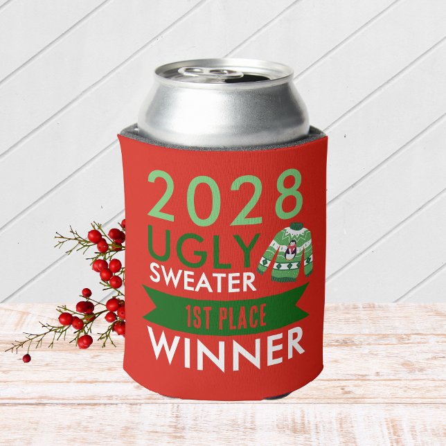 Rafraîchisseur Pour Canette Prix du gagnant du concours de pull moche (Ugly Christmas Sweater Holiday Competition Contest Prize Button for the Winner )