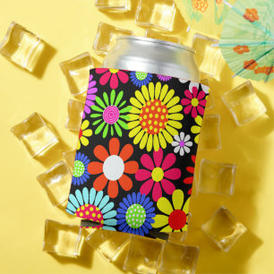 Rafraîchisseur Pour Canette Puissance de fleur hippie de printemps rétro