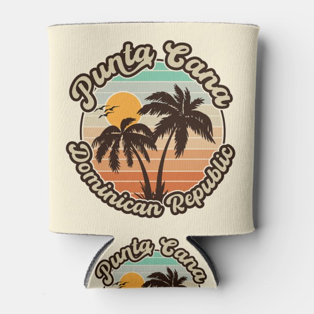 Rafraîchisseur Pour Canette Punta Cana Dominicaine Palm Tree Retro Sunset 80s (Devant)