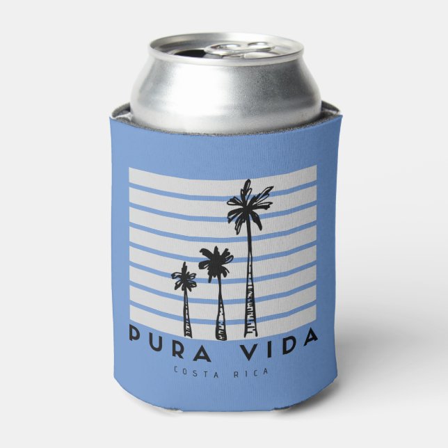 Rafraîchisseur Pour Canette Pura Vida Costa Rica Palm Tree Bière Bleue (Can devant)
