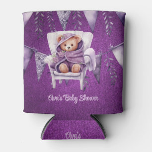 Rafraîchisseur Pour Canette Purple Adorable Teddy Bear Baby shower fille