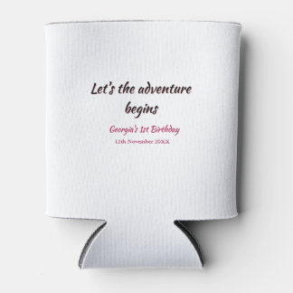 Rafraîchisseur Pour Canette que l'aventure commence 1er anniversaire rose noir