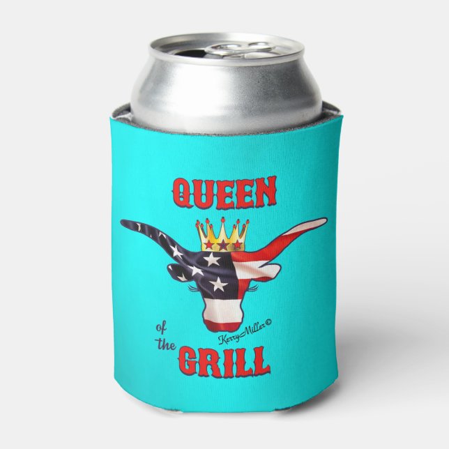 Rafraîchisseur Pour Canette Queen of the Grill - Longhorn Cow (Can devant)