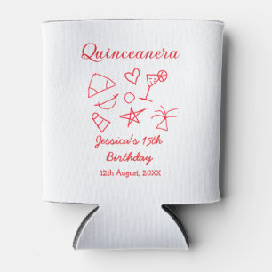 Rafraîchisseur Pour Canette Quinceanera 15e anniversaire rouge fête plage arbr