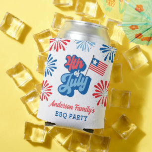 Rafraîchisseur Pour Canette Red & Blue 4 juillet Fireworks Retro BBQ Party