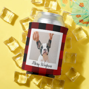 Rafraîchisseur Pour Canette Red Buffalo Plaid & Joyeux Woofmas Avec Photo Chie