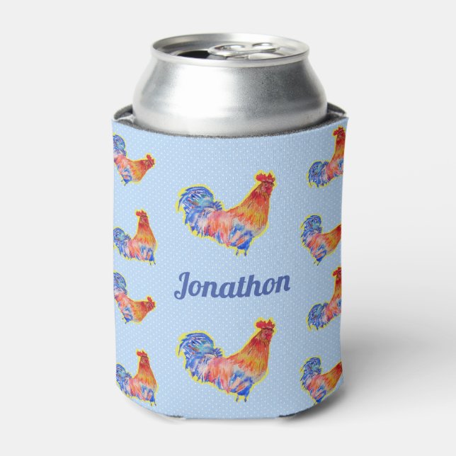 Rafraîchisseur Pour Canette Red Rooster Chickens Mens Nom personnalisable (Can devant)