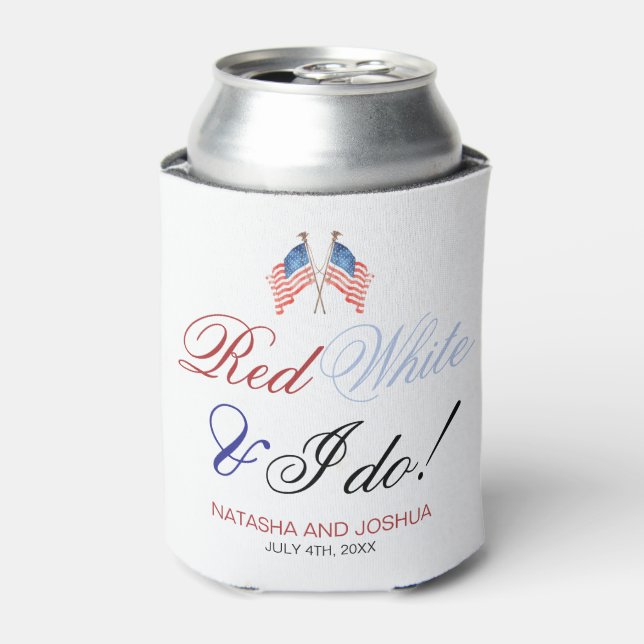Rafraîchisseur Pour Canette Red White et je fais 4 juillet Mariage patriotique (Can devant)