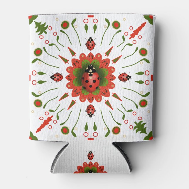 Rafraîchisseur Pour Canette Red, white, & green ladybug design  (Devant)