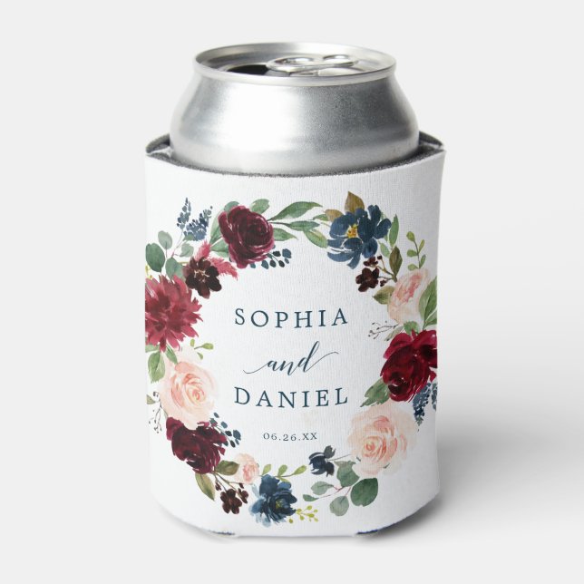 Rafraîchisseur Pour Canette Refroidisseur de canette de mariage Bourgogne Navy (Can devant)