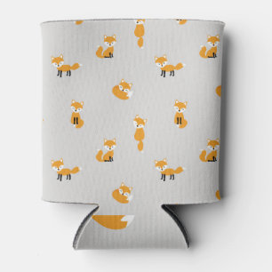 Rafraîchisseur Pour Canette Renards vintages, motif arrière - plan gris.