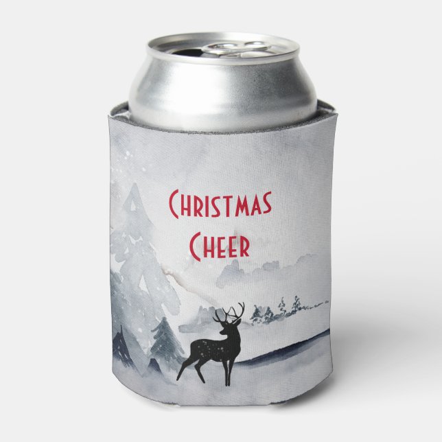 Rafraîchisseur Pour Canette Rennes dans l'Aquarelle gris sauvage Noël (Can devant)