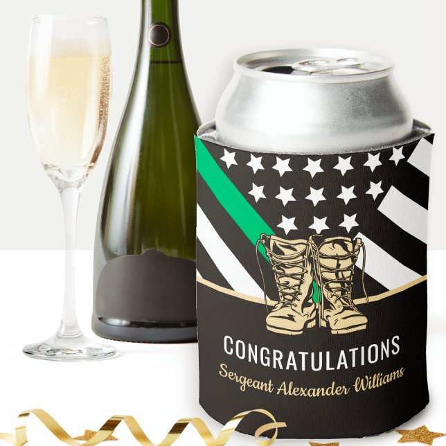 Rafraîchisseur Pour Canette Retraite militaire Mince Ligne verte (Créateur téléchargé)