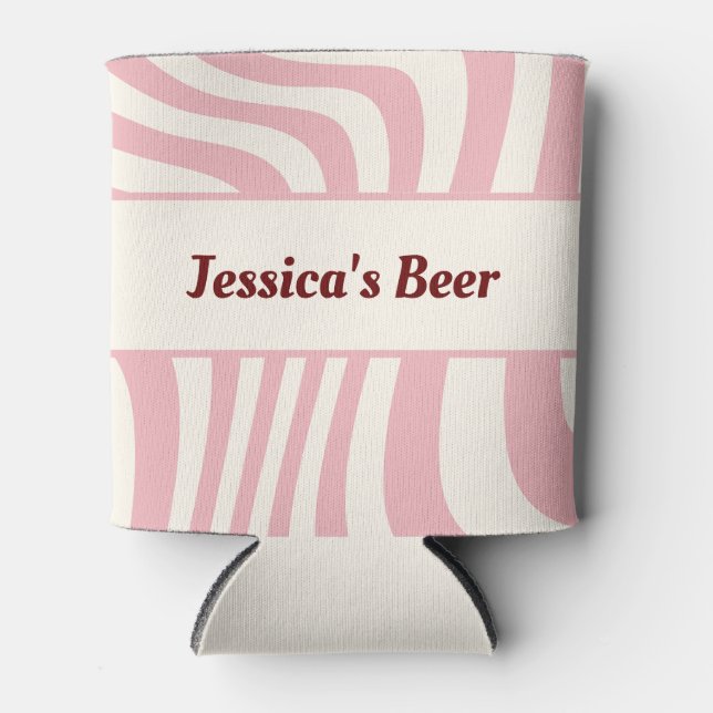 Rafraîchisseur Pour Canette Retro Ajouter un nom Super rose rouge jaune (Devant)