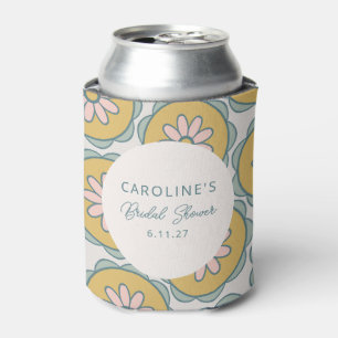 Rafraîchisseur Pour Canette Retro Boho Floral Jaune Fête des mariées personnal
