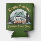 Retro Camper Illustration Camping Can Cooler