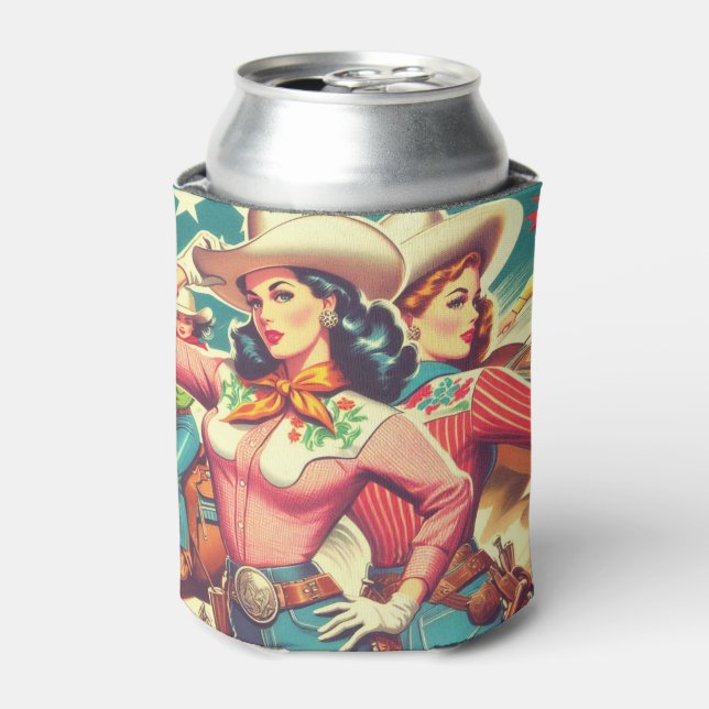 Rafraîchisseur Pour Canette Retro Cowgirls Pin-ups (Can devant)