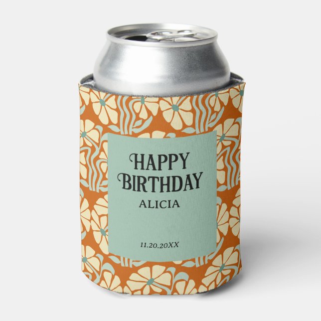 Rafraîchisseur Pour Canette Retro Funky Super Boho Botanical Anniversaire (Can devant)