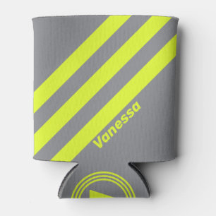 Rafraîchisseur Pour Canette Rétro HI VIS Trois Bandes avec Nom