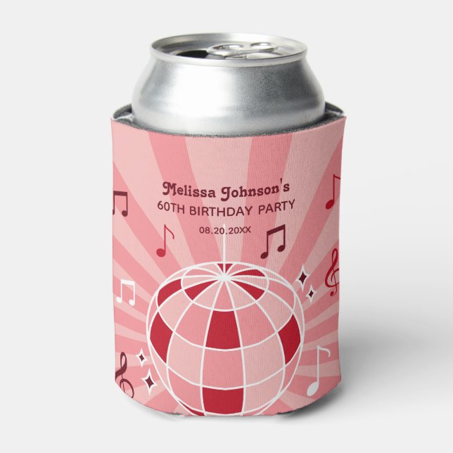 Rafraîchisseur Pour Canette Retro Super Wave Disco Ball Musical Rose Anniversa (Can devant)