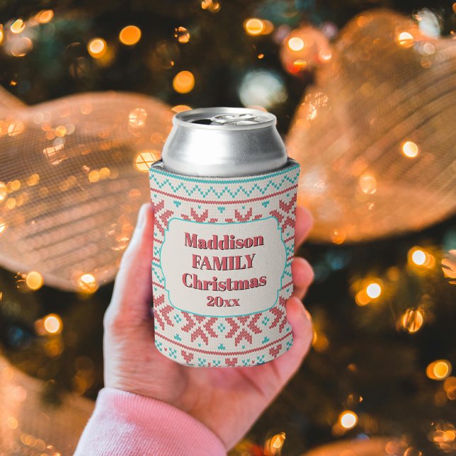 Rafraîchisseur Pour Canette Retro Ugly Christmas Sweater Snowflakes White (Créateur téléchargé)