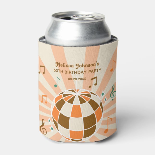 Rafraîchisseur Pour Canette Retro Wave Disco Ball Musical Orange Anniversaire (Can devant)