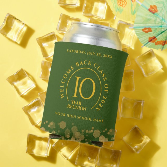 Rafraîchisseur Pour Canette Réunion de classe de l'école Green & Gold (Été in situ)