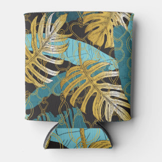 Rafraîchisseur Pour Canette Rideau de chaîne d'or, feuilles tropicaux.