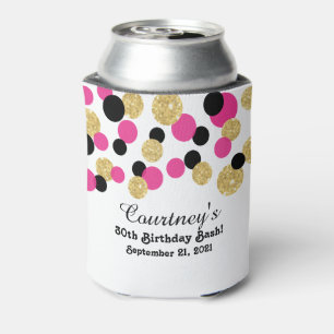 Rafraîchisseur Pour Canette Rose Chaud Paillettes d'Or et de Noir Confetti   3