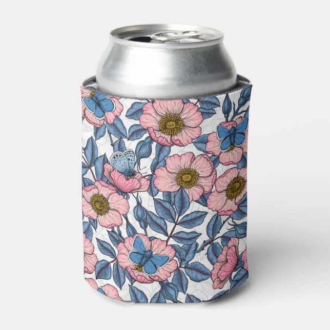 Rafraîchisseur Pour Canette Rose de chien et papillons (Can devant)