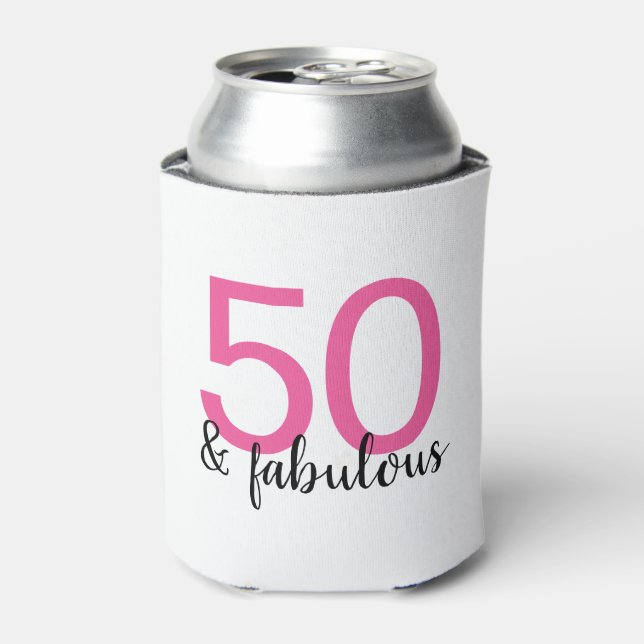 Rafraîchisseur Pour Canette Rose et Noir 50 et Fabuleux anniversaire (Can devant)