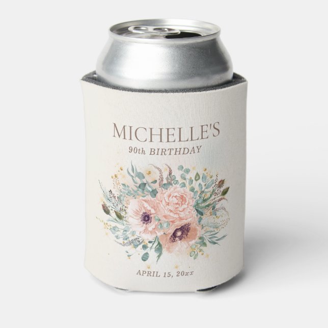 Rafraîchisseur Pour Canette Rose Floral Sage Vert Feuille Parties scintillant  (Can Dos)