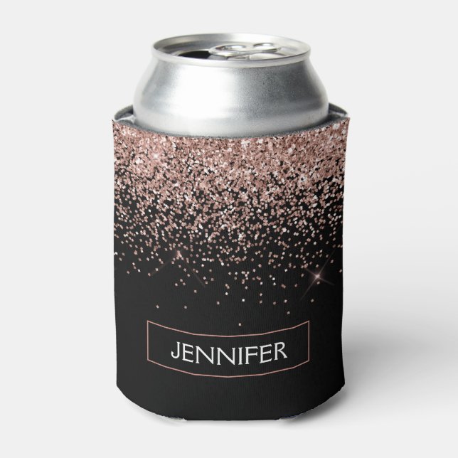 Rafraîchisseur Pour Canette Rose Gold Blush Parties scintillant rose Monogramm (Can devant)