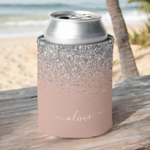 Rafraîchisseur Pour Canette Rose Gold Blush rose Parties scintillant argent Mo