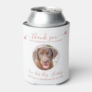 Rafraîchisseur Pour Canette Rose moderne Merci d'or Chien Photo Animal Mariage