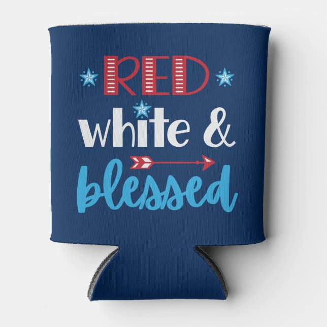 Rafraîchisseur Pour Canette Rouge blanc et bleu patriotique béni 4 juillet (Devant)