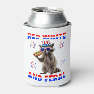 Rafraîchisseur Pour Canette Rouge Blanc Et Raton Laveur Patriotique 4 Juillet