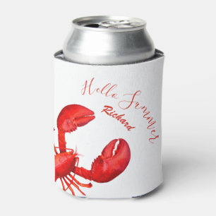 Rafraîchisseur Pour Canette Rouge homard blanc bonjour nom d'été fruits de mer