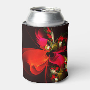 Rafraîchisseur Pour Canette Rouge Vert Floral Moderne Art Abstrait Motif #02