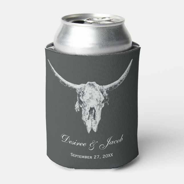 Rafraîchisseur Pour Canette Russe Gris Charbon Blanc Vache Occidentale Crâne (Can devant)