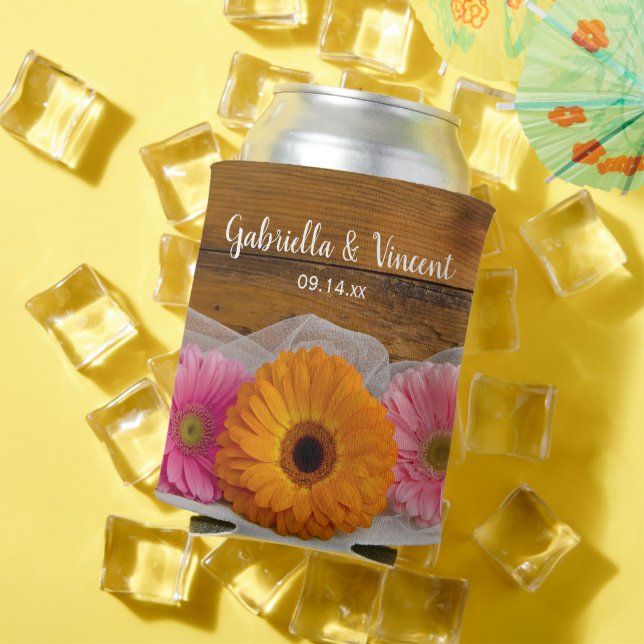 Rafraîchisseur Pour Canette Rustic Daisy Trio Pays Nage Mariage Faveurs (Été in situ)