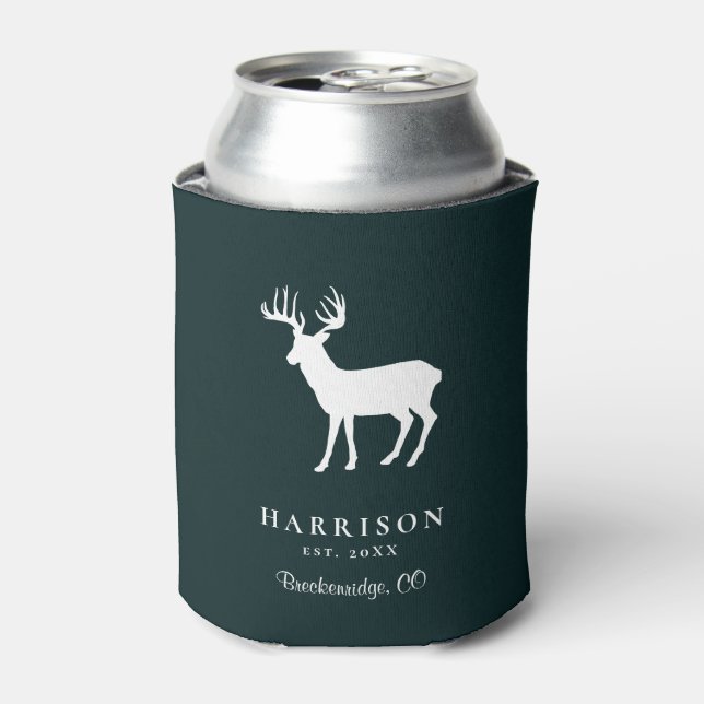 Rafraîchisseur Pour Canette Rustic Deer Green Personnalisé (Can devant)