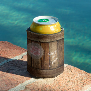 Rafraîchisseur Pour Canette Rustic Grange Bois & Dentelle Mariage Faveur