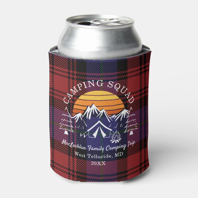 Rafraîchisseur Pour Canette Rustic Plaid Tartan Family Camping Squad (Can devant)