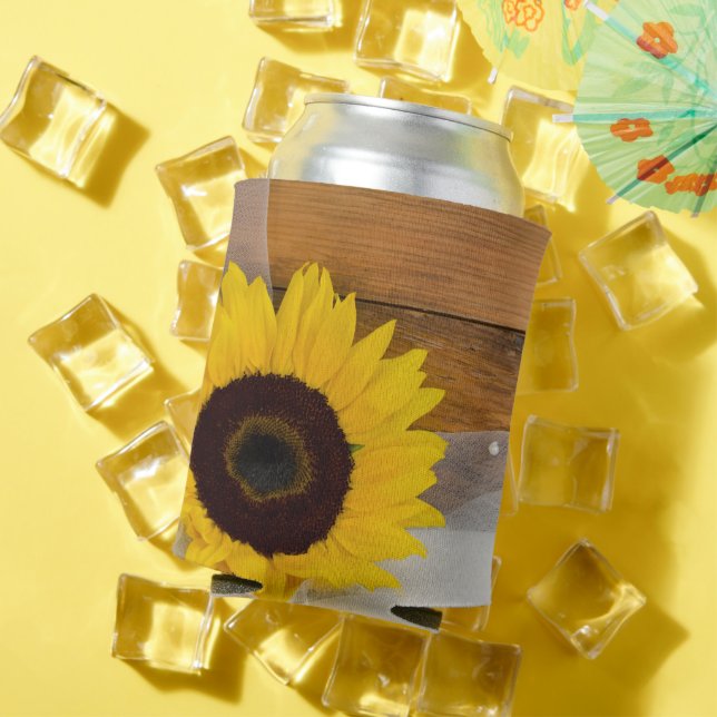 Rafraîchisseur Pour Canette Rustic Sunflower and Veil Country Wedding Favor (Été in situ)