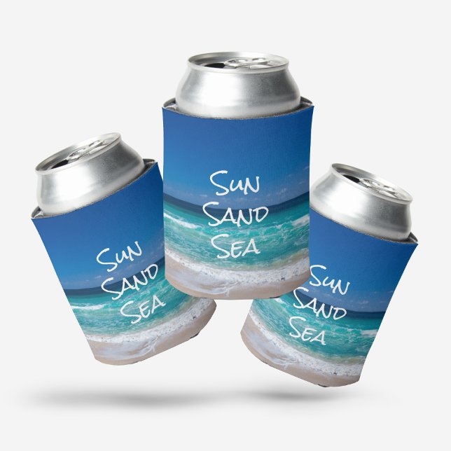 Rafraîchisseur Pour Canette Sable Soleil Mer Tropical Plage Turquoise Eau (Créateur téléchargé)