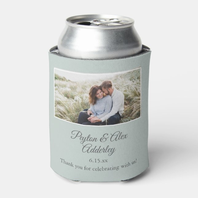 Rafraîchisseur Pour Canette Sage Green Wedding Favoriser Photo Couple Photo, N (Can devant)