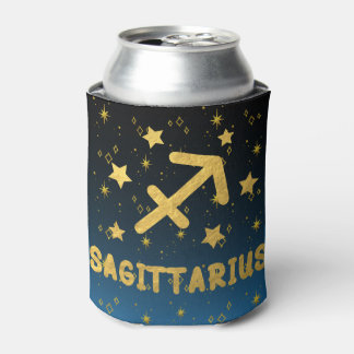 Rafraîchisseur Pour Canette Sagittarius Zodiac Bleu et Gold Can Cooler