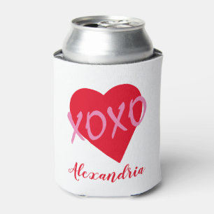 Rafraîchisseur Pour Canette Saint Valentin Coeur rose XOXO Blanc