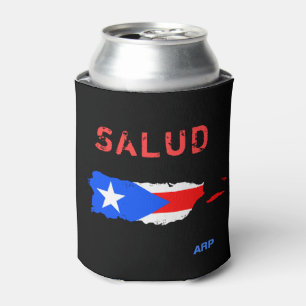Rafraîchisseur Pour Canette *~* SALUD Grunge Porto Rico Drapeau noir